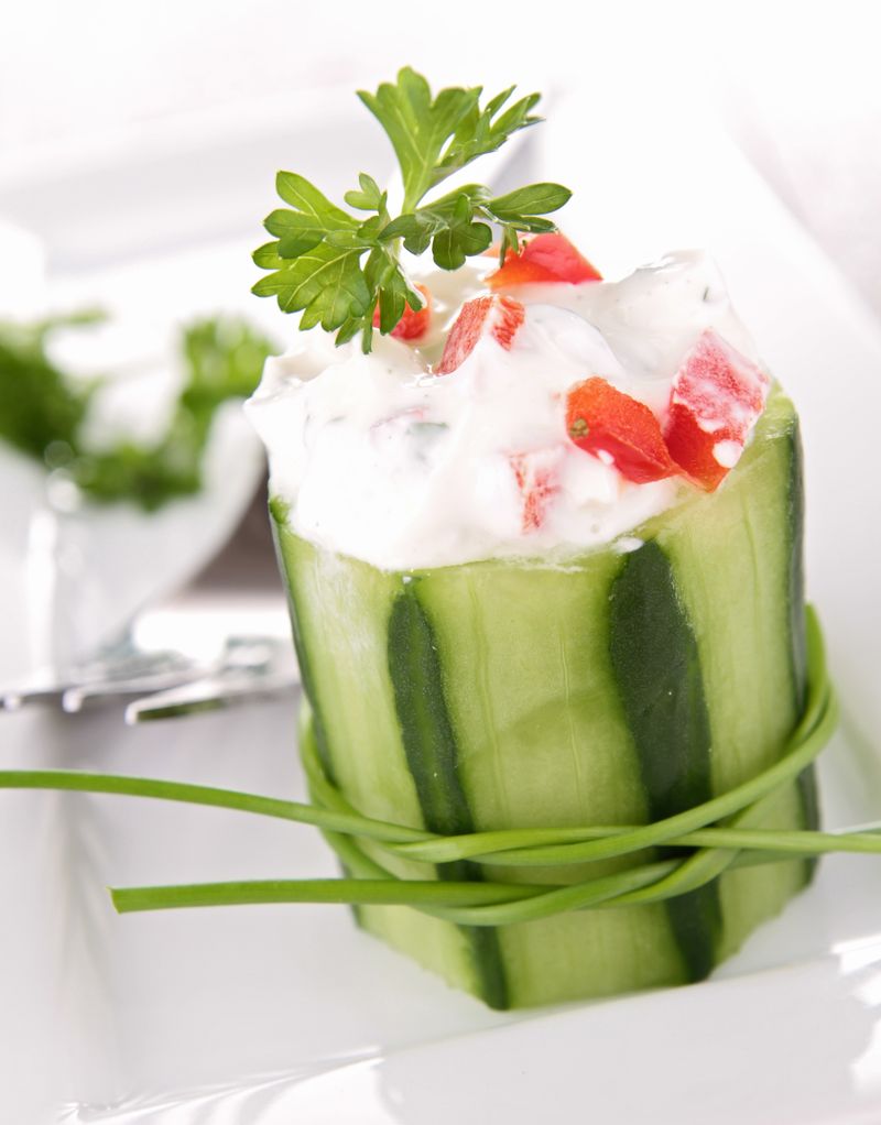 Cucumber and Hummus Boats