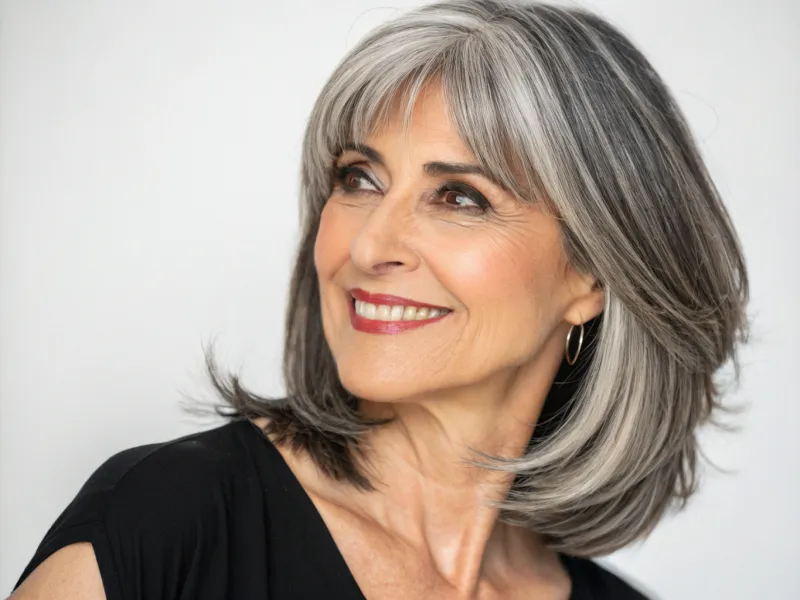 Flattering Side-Swept Bangs with Medium Length