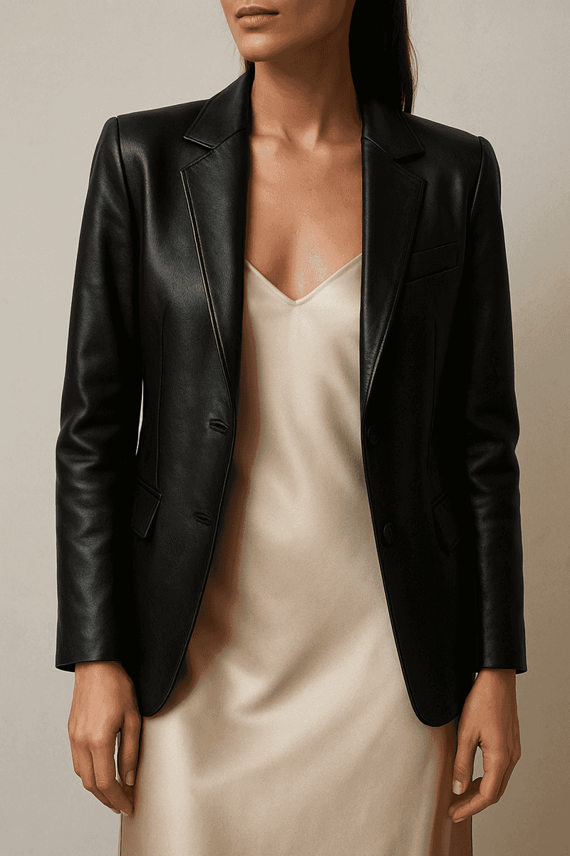 Leather Blazer + Slip Dress