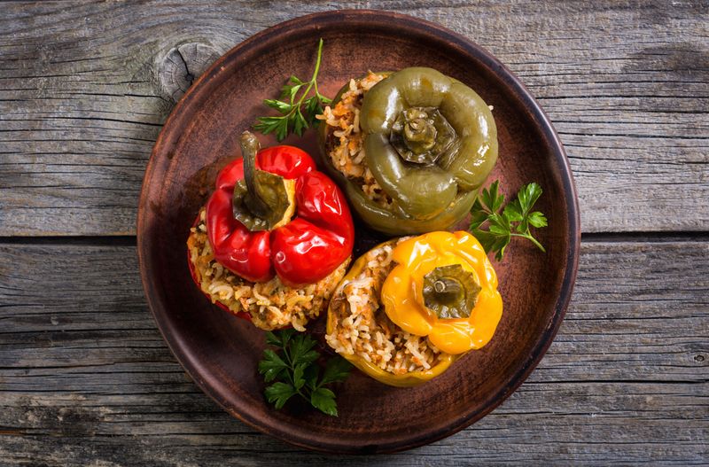 Stuffed Bell Peppers with Brown Rice and Black Beans