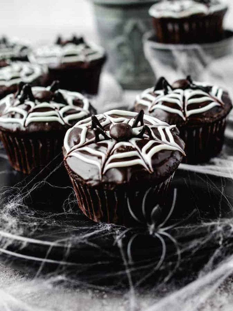 Black Velvet Spider Web Cupcakes