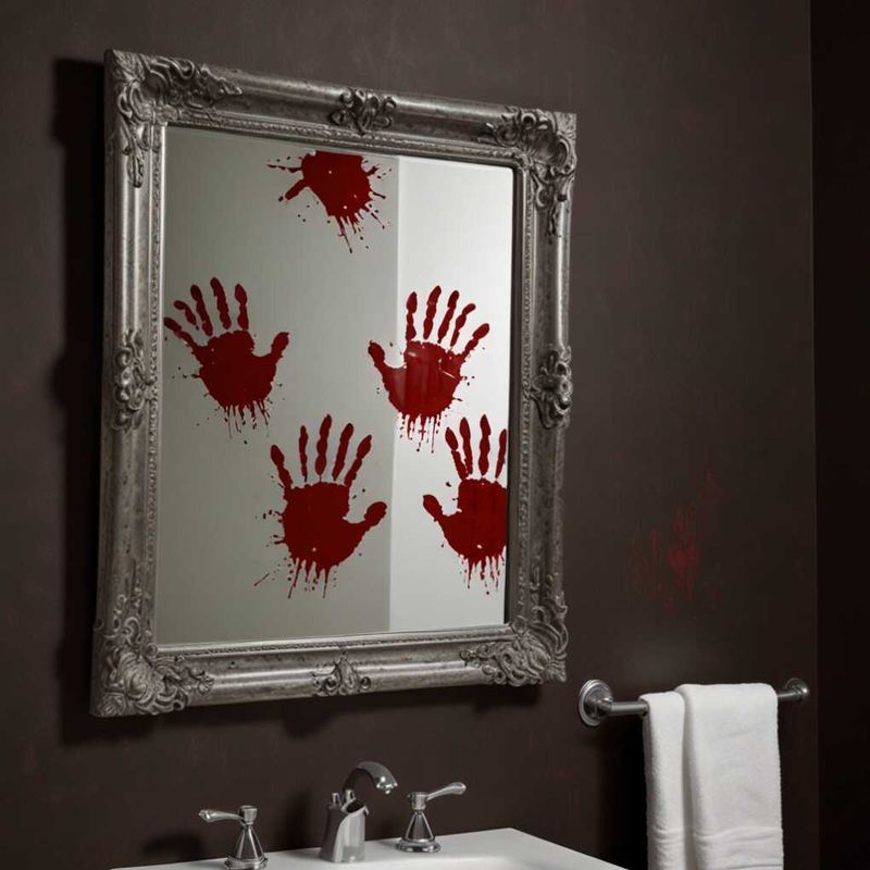 Bloody Handprints on Mirrors and Glass
