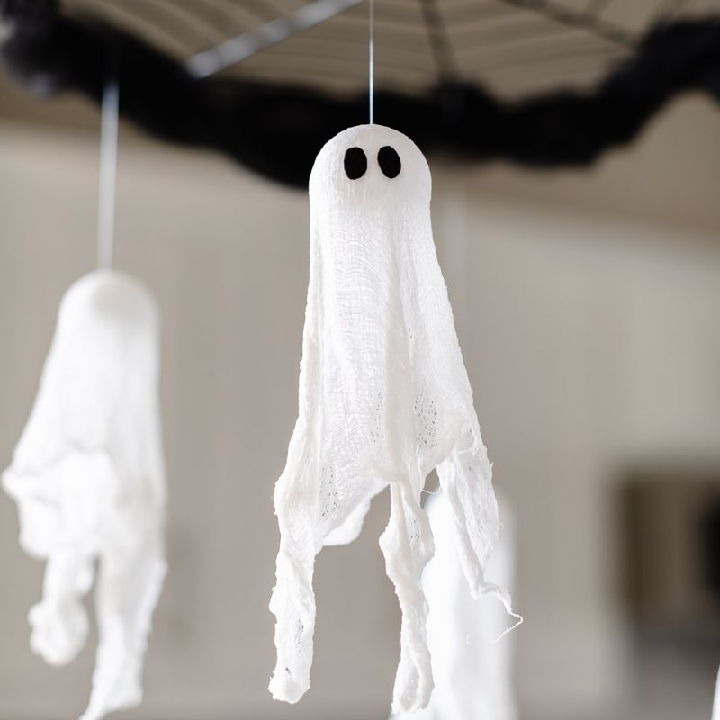 Cheesecloth Ghosts Hanging from Ceiling