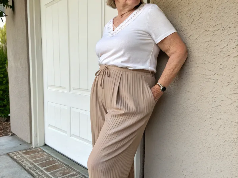 Elastic-Waist Pants with Pleats