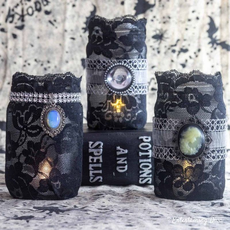 Elegant Black Lace Candlesticks