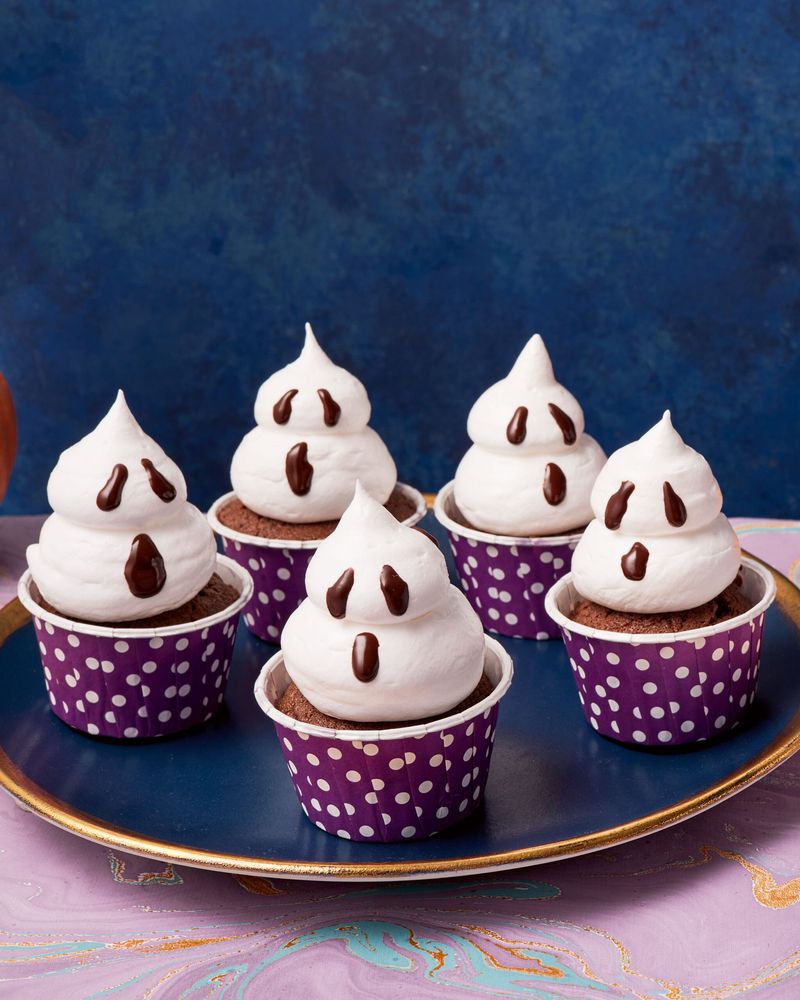 Ghost Meringue Topped Cupcakes