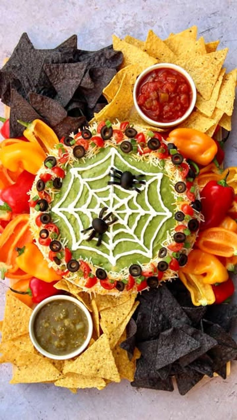 Halloween Taco Dip (Spider-Web Style)