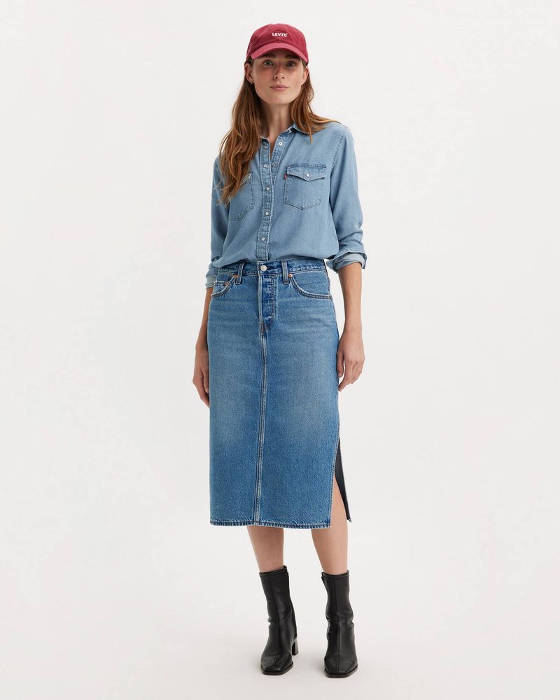 Levi's Side-Slit Denim Skirt (Midi)