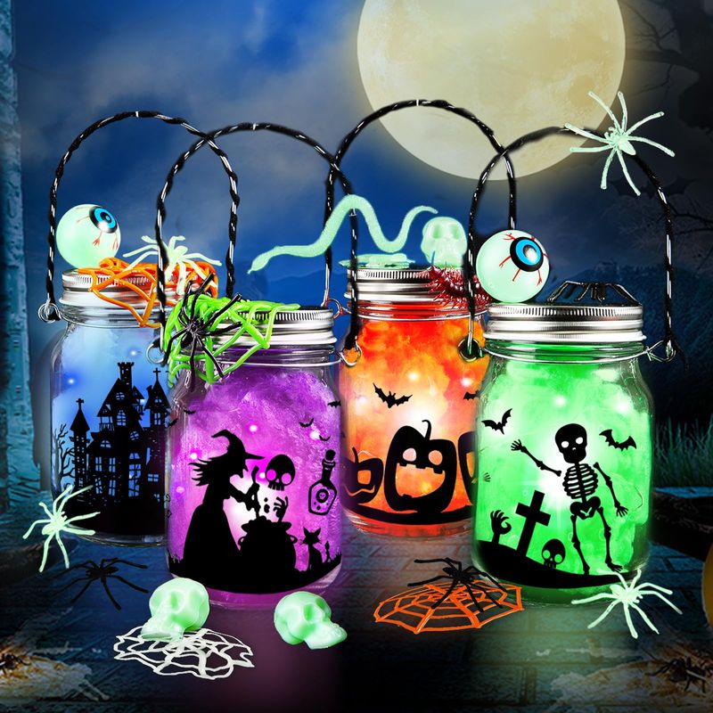 Mason Jar Lanterns with Eerie Glow