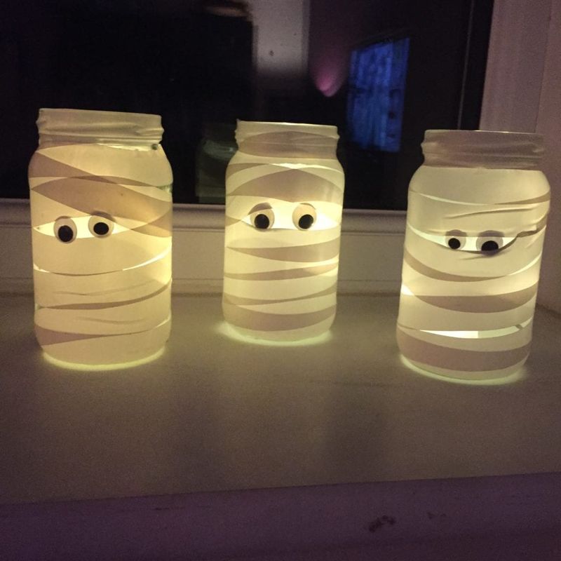 Mason Jar Mummy Luminaries