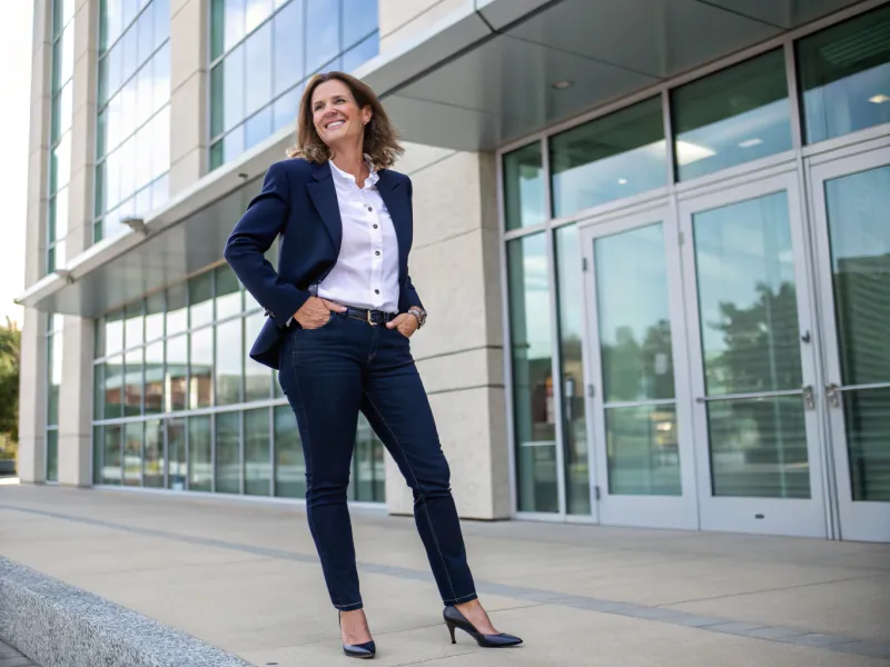 Navy Blazer with Crisp White Button-Down