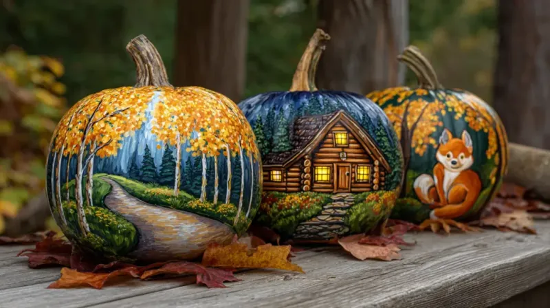 Painted Pumpkin Designs With Metallic Accents