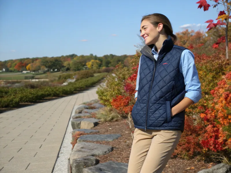 Quilted Vest Over Oxford Shirt