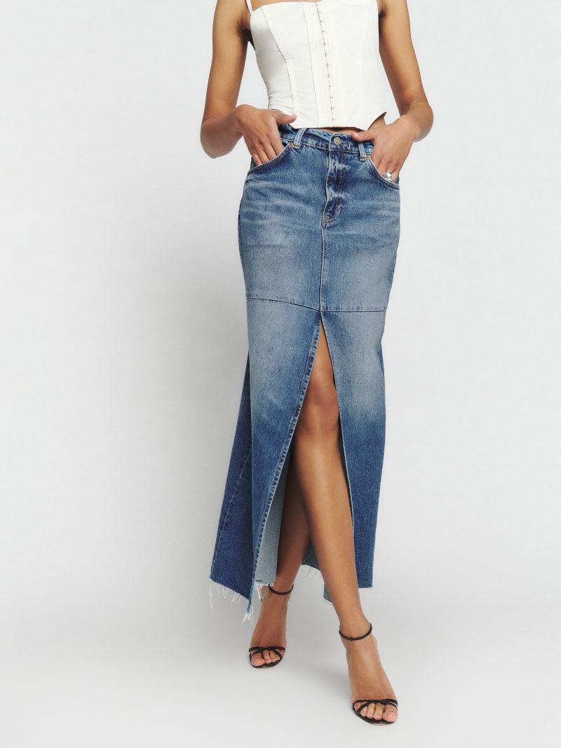 Reformation Tazz Maxi Denim Skirt