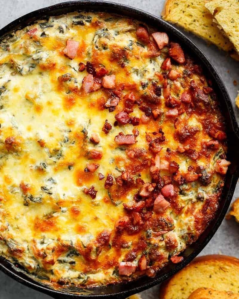 Skillet Spinach Bacon Artichoke Dip