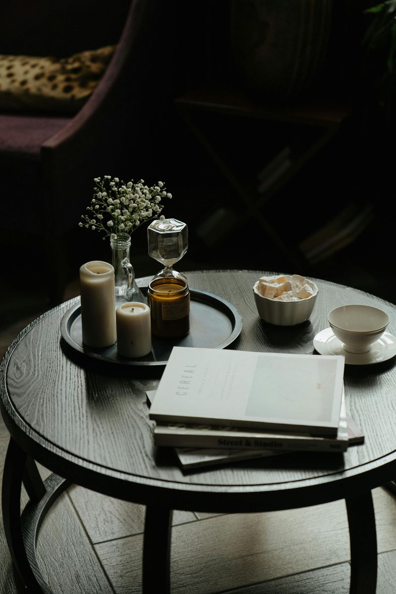 Tray Arrangement with Candles and Books