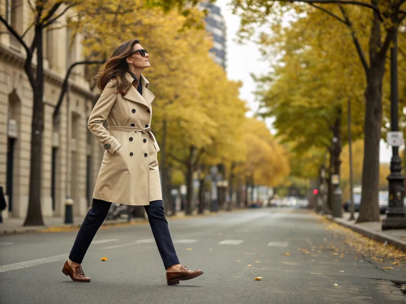 Trench Coat with Loafers