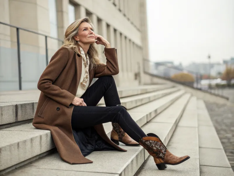 With a Long Coat and Skinny Pants