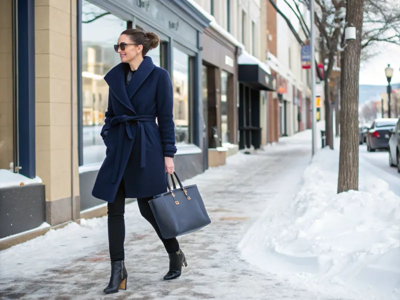 Belted Wrap Coat with Ankle Boots