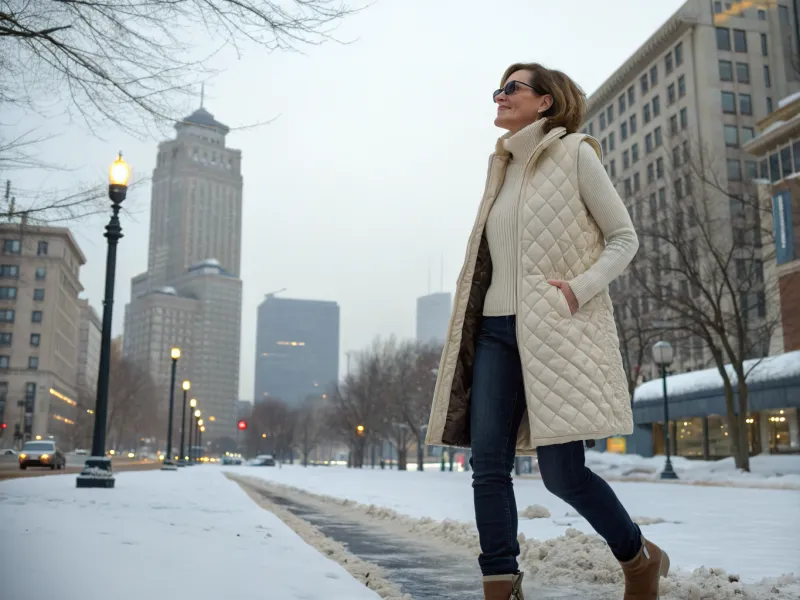 Cashmere Turtleneck Layered Under a Vest