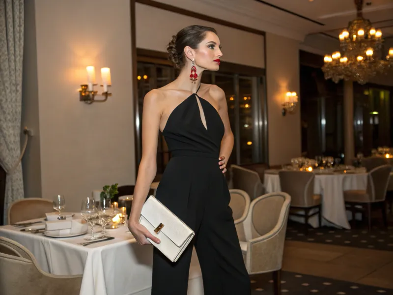 Halter Jumpsuit + Statement Earrings