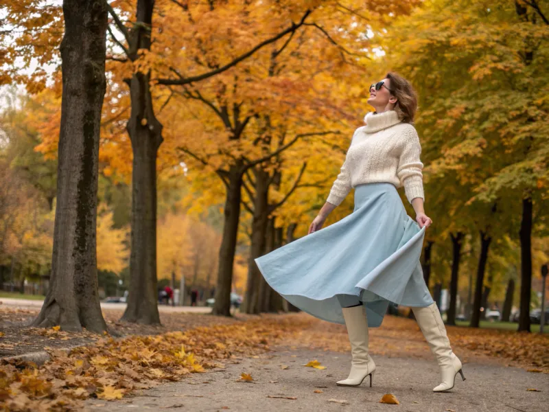 Midi Skirt and Boots