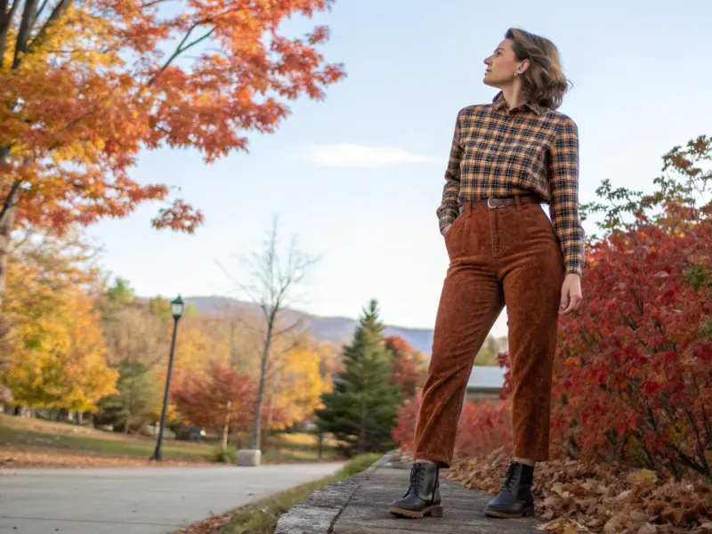 Plaid Shirt and Corduroy Pants