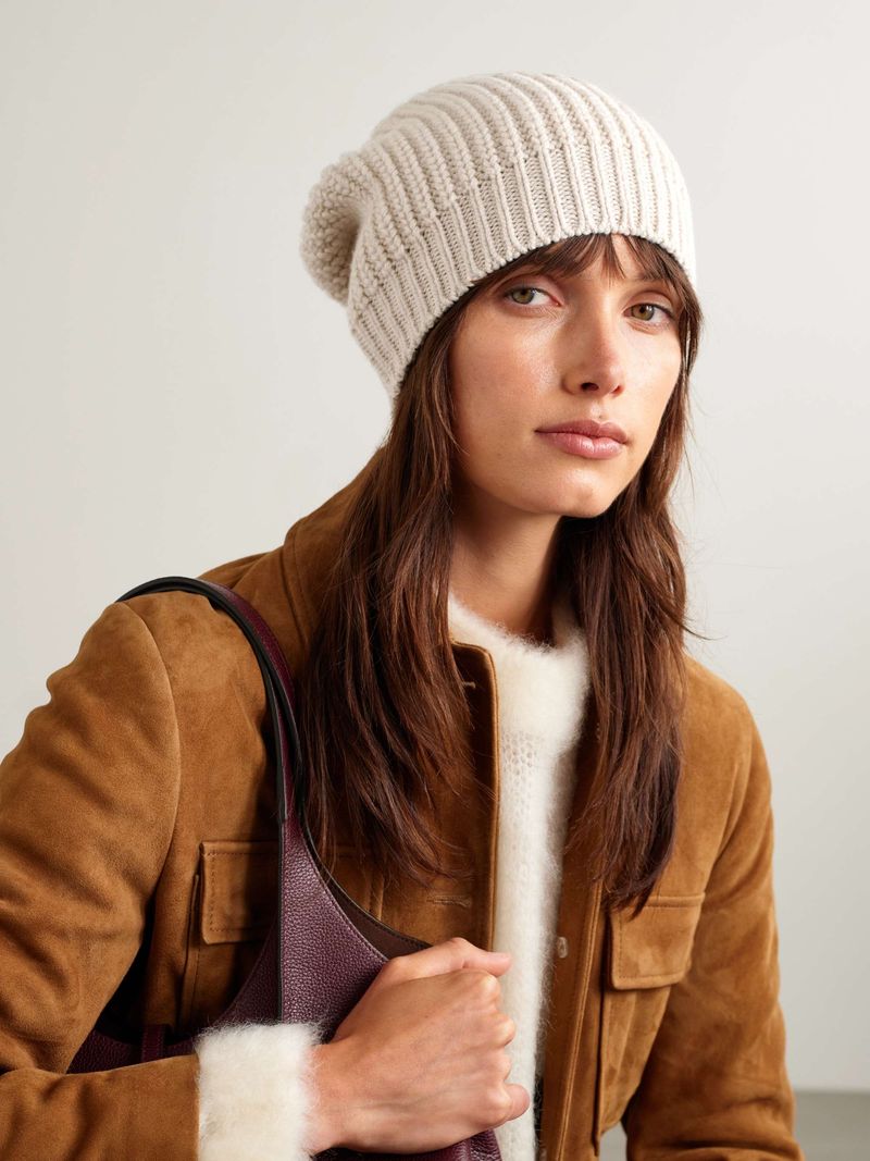 Ribbed Cashmere Beanie