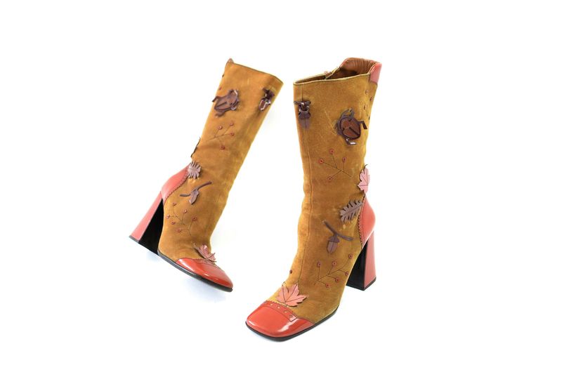 Suede Block-Heel Boots