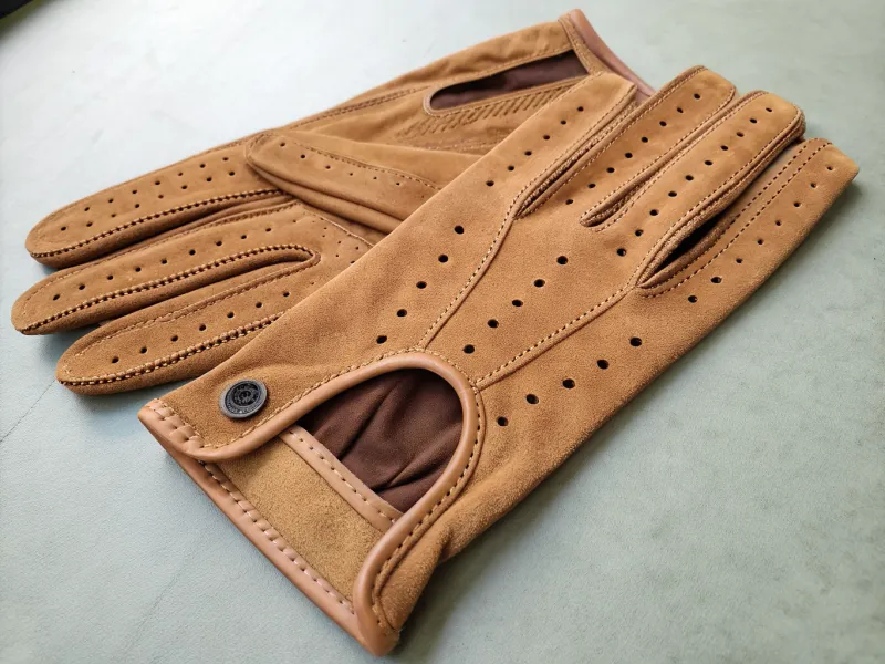 Suede Driving Gloves with Knuckle Cutouts
