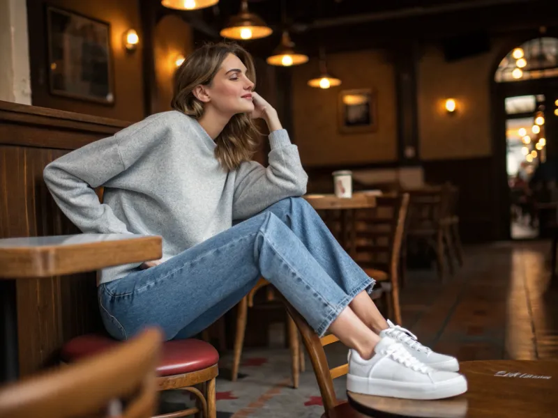 The Cashmere-Look Sweater with Straight-Leg Jeans