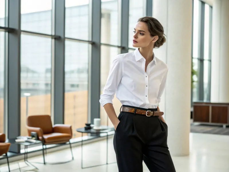 The Classic White Button-Down with Tailored Trousers