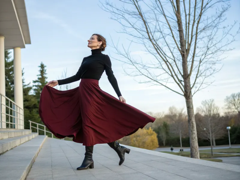 The Midi Skirt with a Fitted Turtleneck