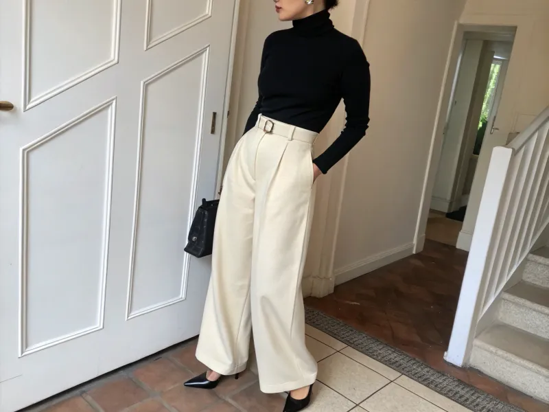 Turtleneck with Wide-Leg Trousers