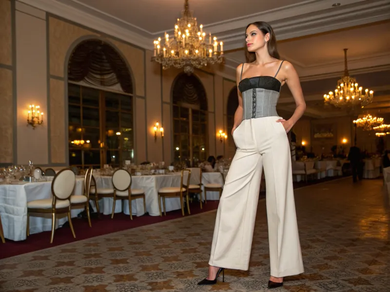 Wide-Leg Trousers + Corset Top