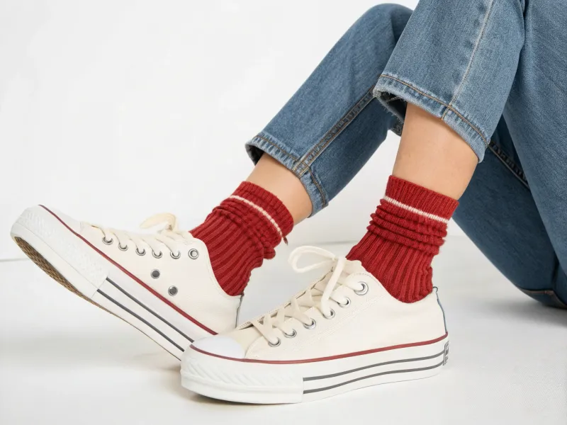 With Thick Ribbed Socks Showing