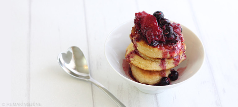 Maple Corn Cakes with Chia & Berry Compote