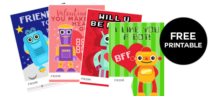 free printable robot valentine cards for kids