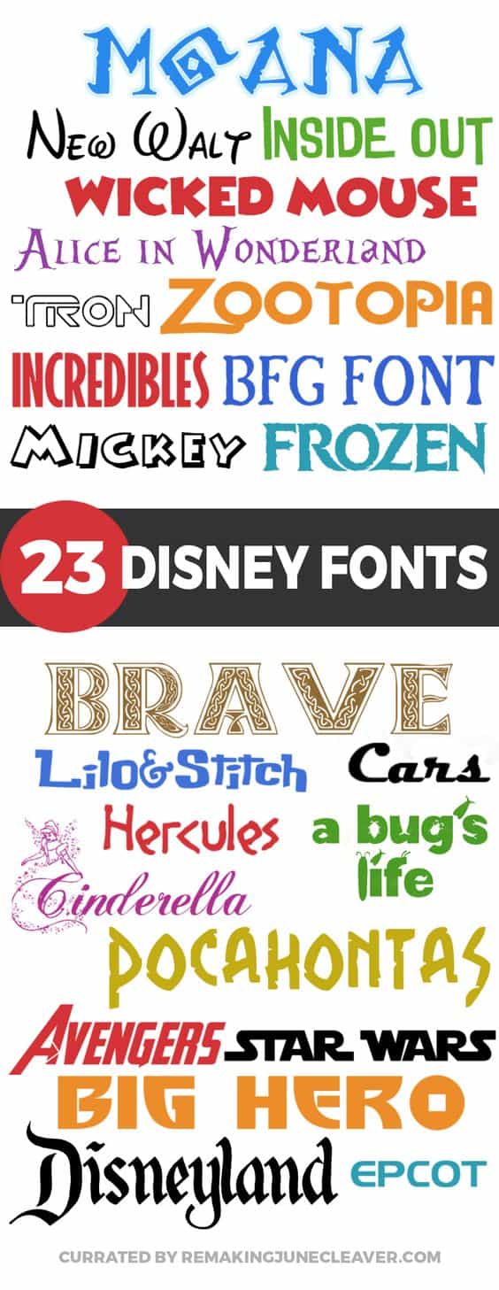 39 FREE DISNEY FONTS Moana BFG Zootopia More Favorites