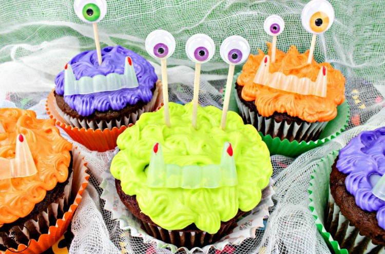 Cute Halloween Monster Cupcakes