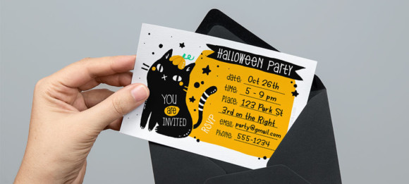 BlackCat Printable Halloween Invitations Feature