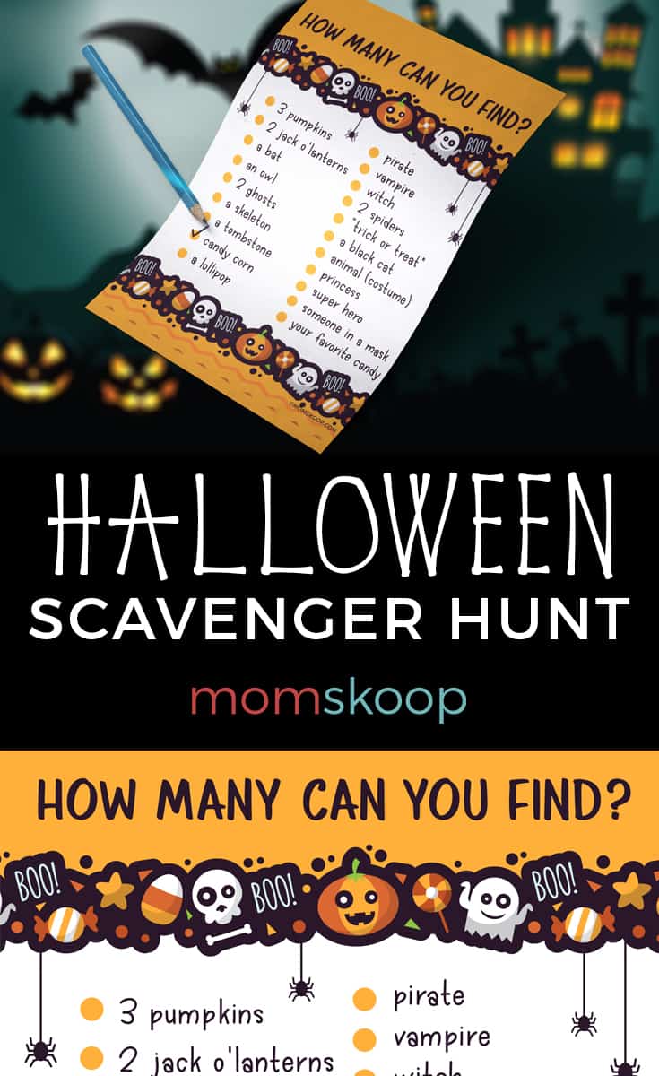 Printable Halloween Scavenger Hunt from momskoop