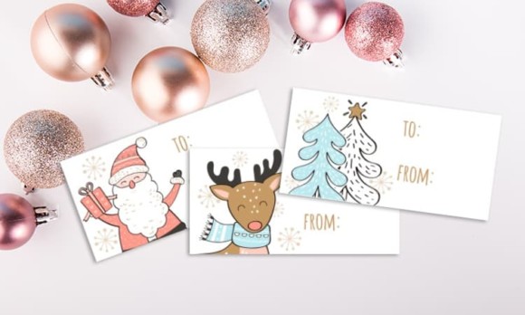 printable christmas gift tags santa and friends set