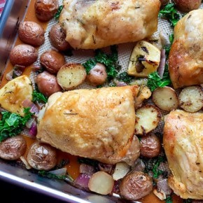 one pan roasted chicken potatoes kale