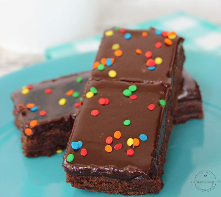 Chocolate brownies with confetti sprinkles