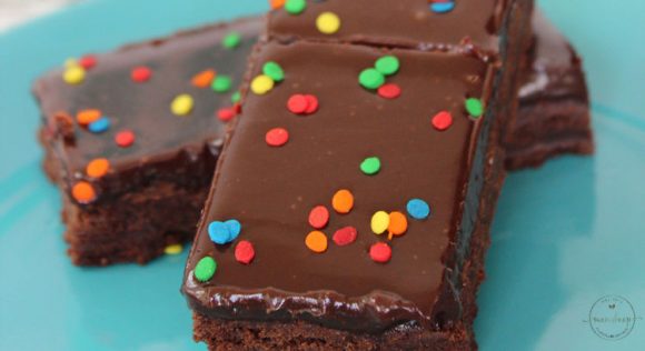 Chocolate brownies with confetti sprinkles