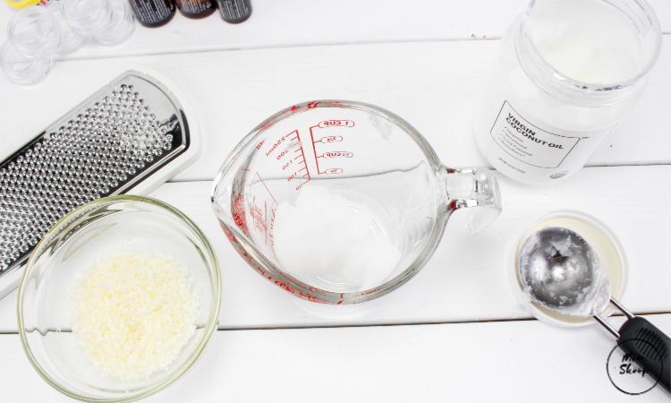 melting coconut oil in a measuring cup