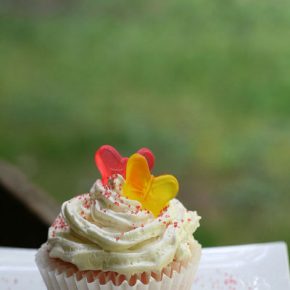 Pink Lemonade Cupcake with white frosting