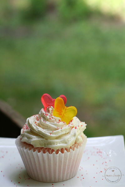Pink Lemonade Cupcake with white frosting