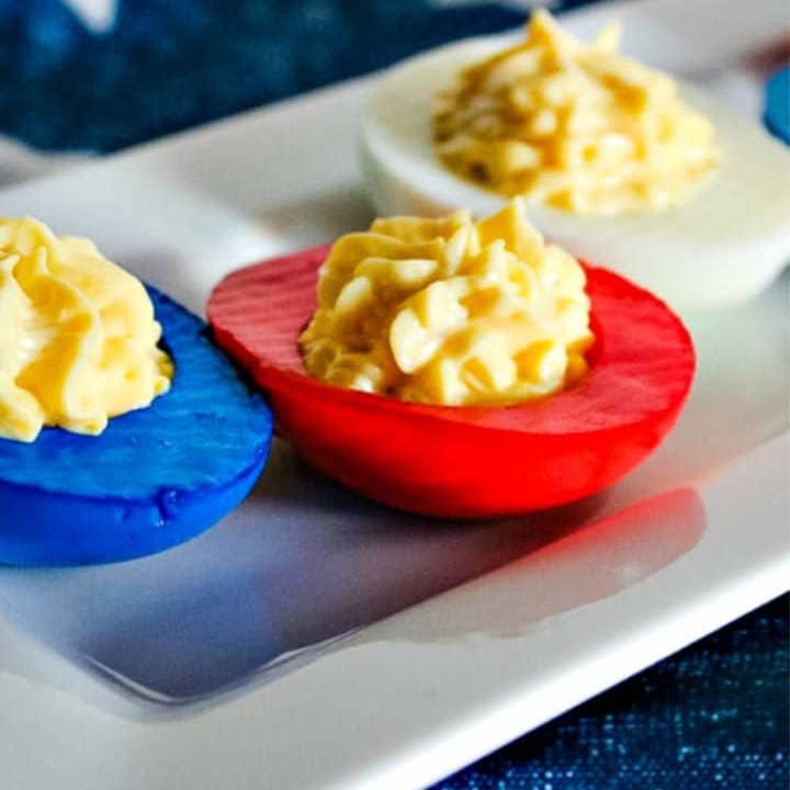Red, White, and Blue Deviled Eggs